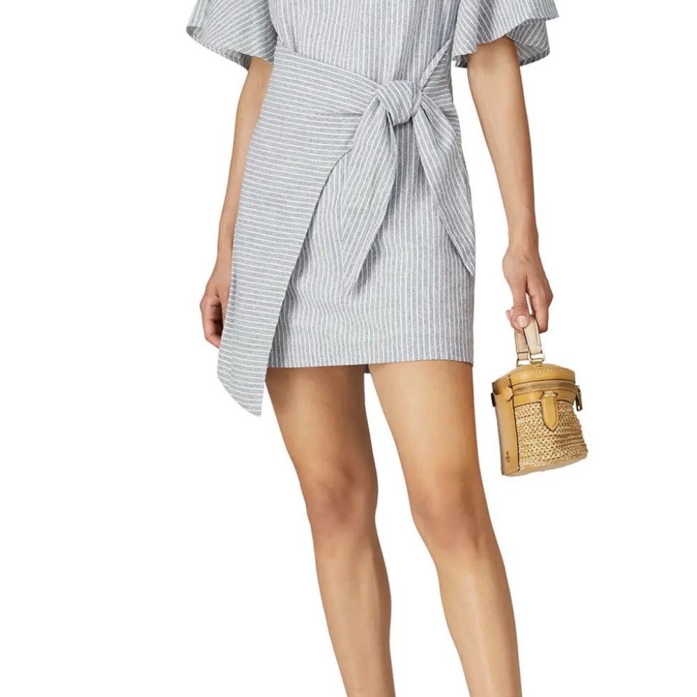 Striped Gray Dress with Tie Front